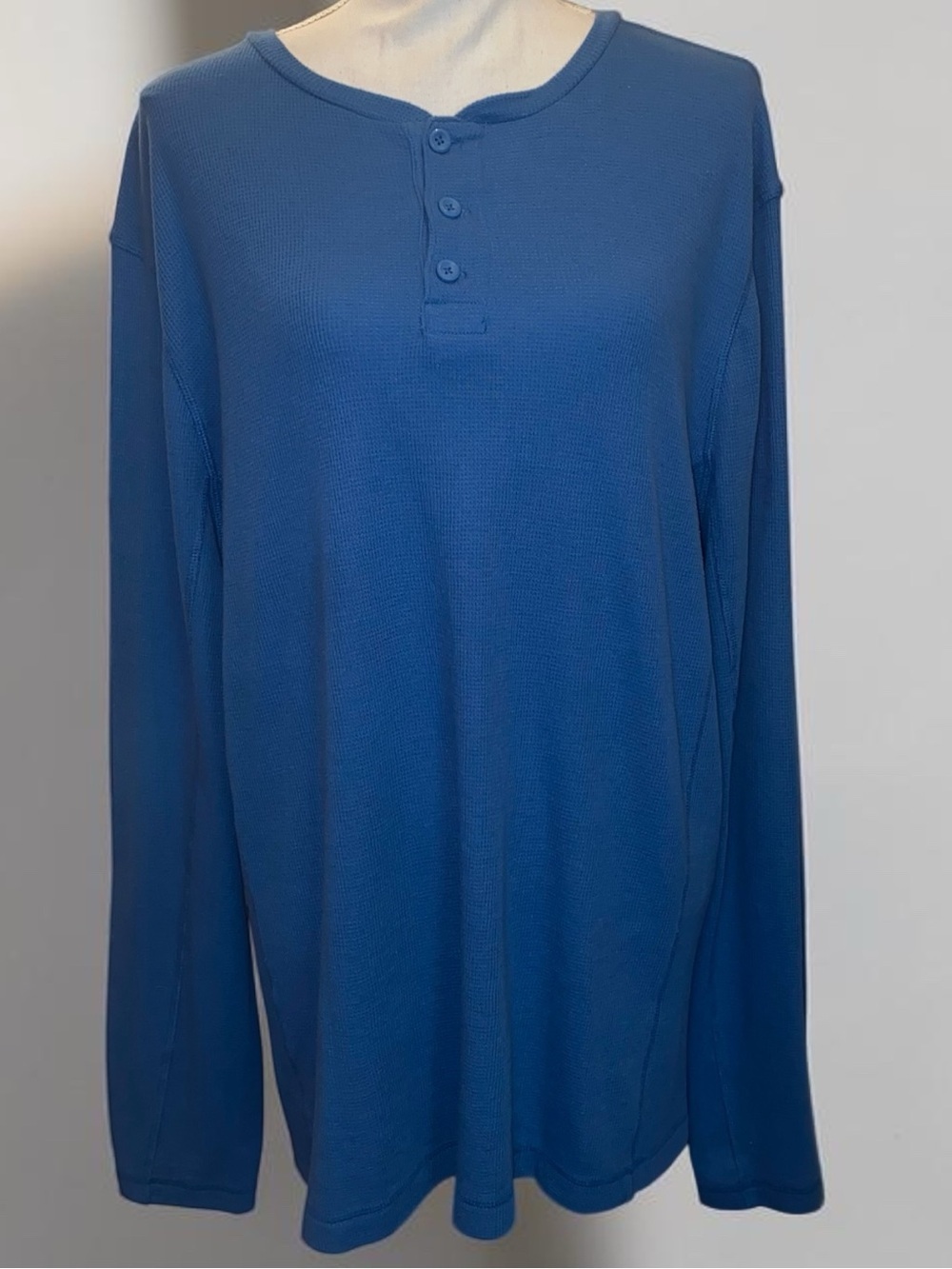 MAGELLAN OUTDOORS Classic Fit Long Sleeve Thermal Henley Shirt Blue SZ XL